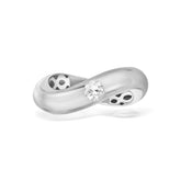 Infinity Silver Ring, White Rhodium, Zircon Gemstone + Sun Gift